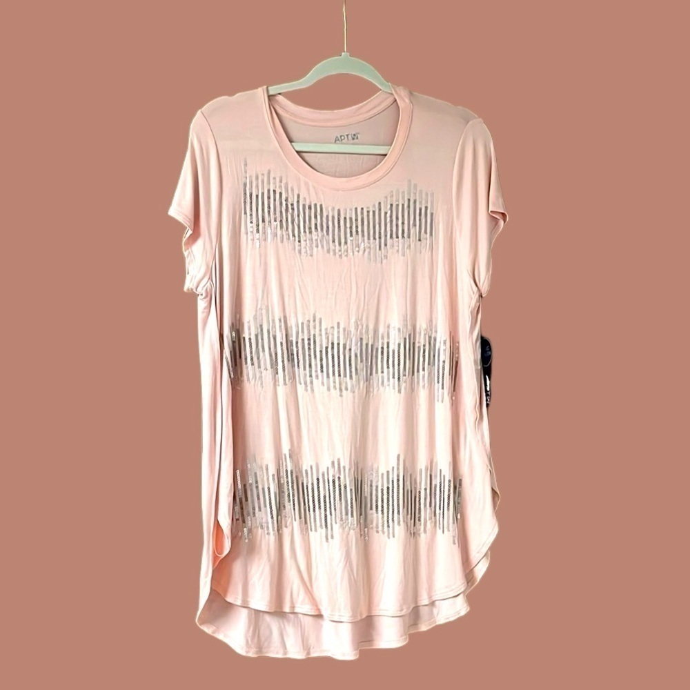 Apt 9 size large pink tunic top with sequins patt… - image 1